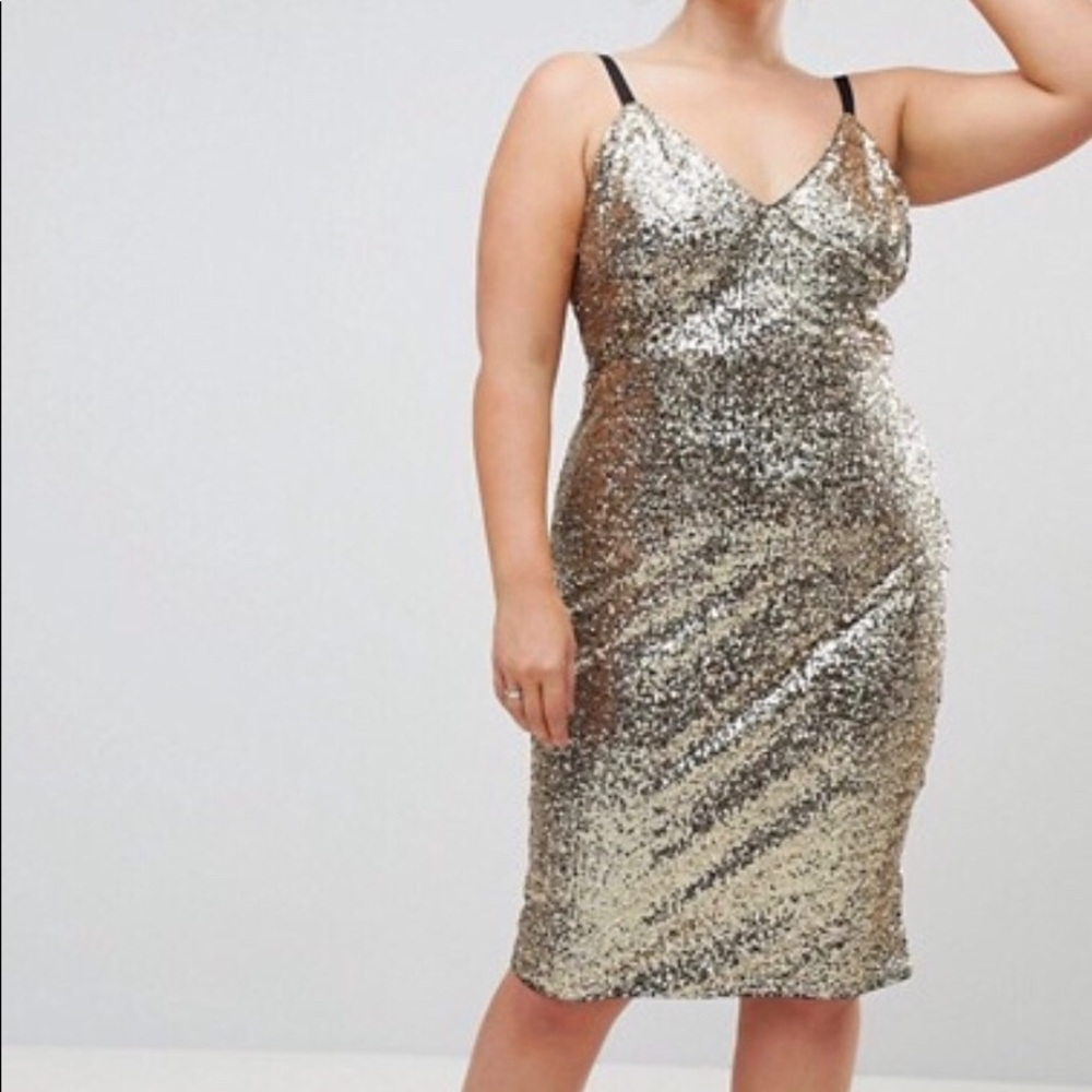 ASOS PLUS-SIZE BODYCON SEQUIN MIDI DRESS